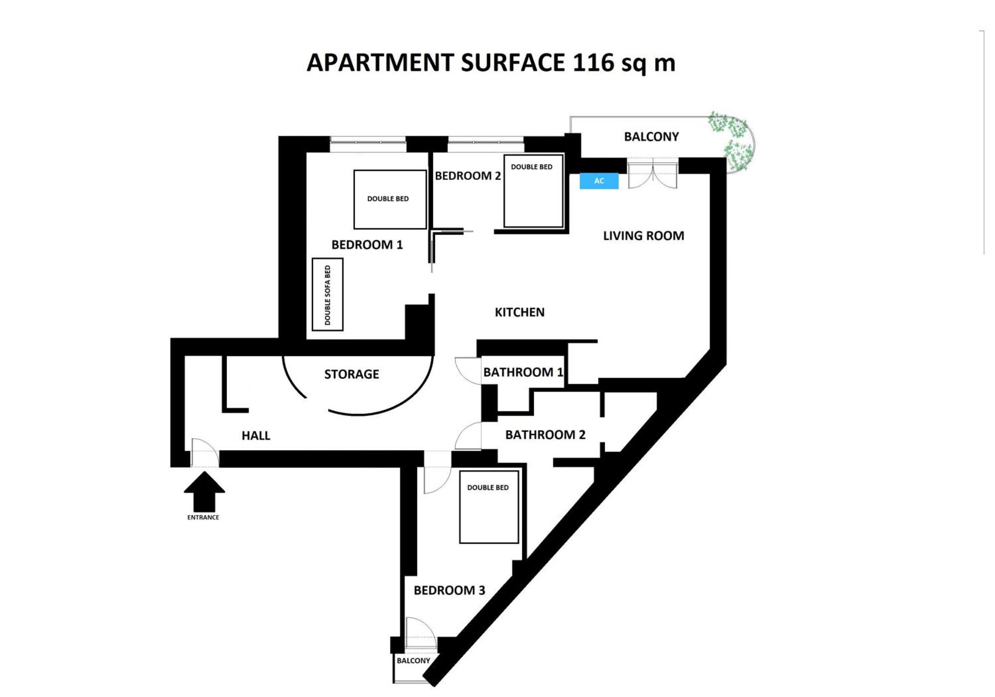 Spacious 3Br Apartment With Ac In Living Room, 2 Balconies Cracovia Esterno foto